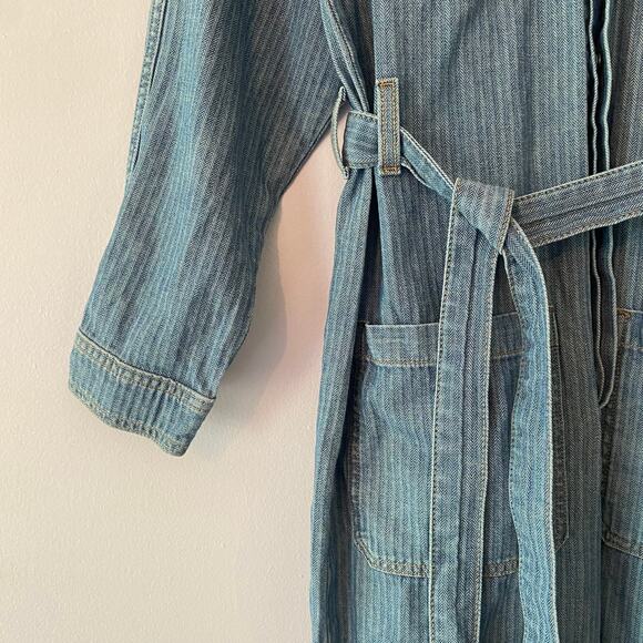 Ariat Blue Jean Long Sleeve Coveralls Button Down Jumpsuit Herringbone Medium - Picture 6 of 12